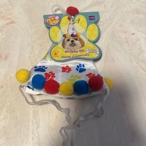 Rubie's Festive Dog Birthday Hat with Colorful Pom Poms